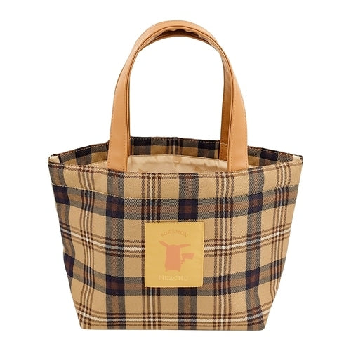 Bolso de tela a cuadros con diseño de Pikachu