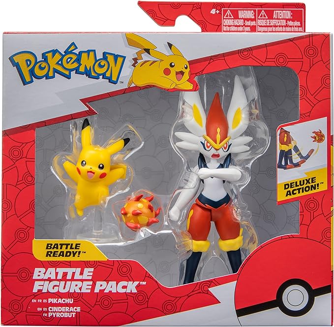 Cinderace y Pikachu figuras de combate