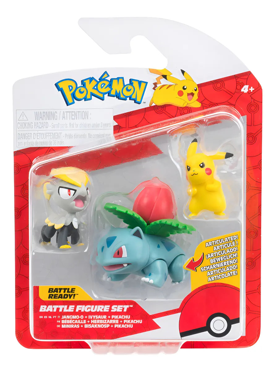 Jazware Jangmo-o, Yvysaur, Pikachu Set Figuras