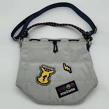 Bolso de hombro Gris Pikachu 2 vias Azul y café