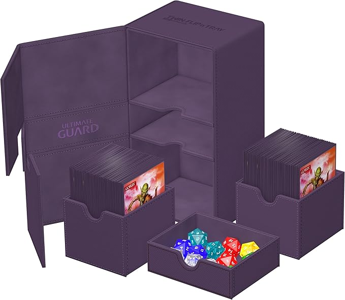 Ultimate Guard Flip 'n' Tray 200+, funda para cubierta para 200 tarjetas TCG de doble manga + bandeja de dados.