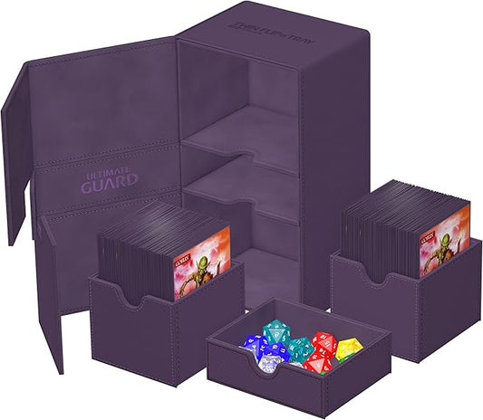 Ultimate Guard Flip 'n' Tray 200+, funda para cubierta para 200 tarjetas TCG de doble manga + bandeja de dados.