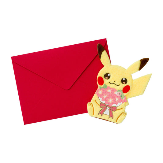 Tarjeta de Felicitacion Pikachu con ramo